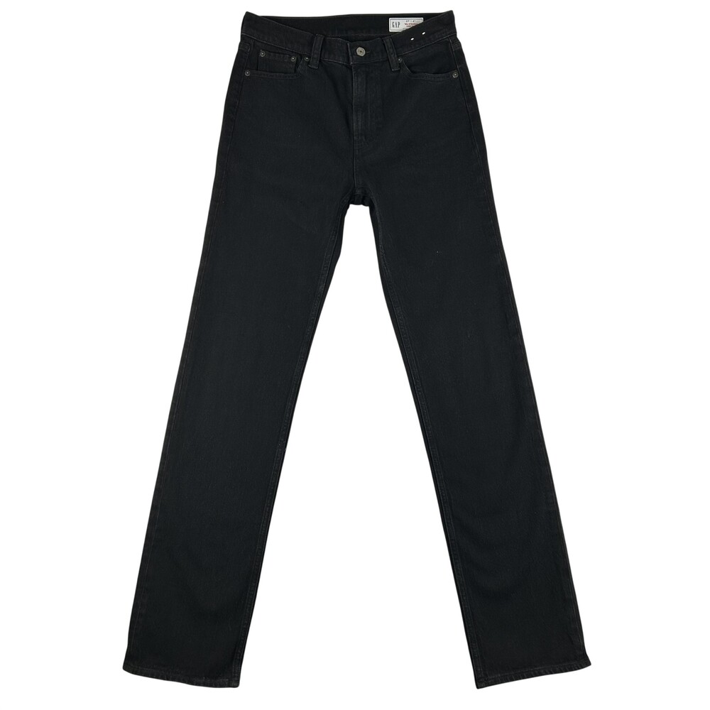 Gap 90s Straight High Rise Jeans Womens 27/4 Tall Black Dark Wash Stretch